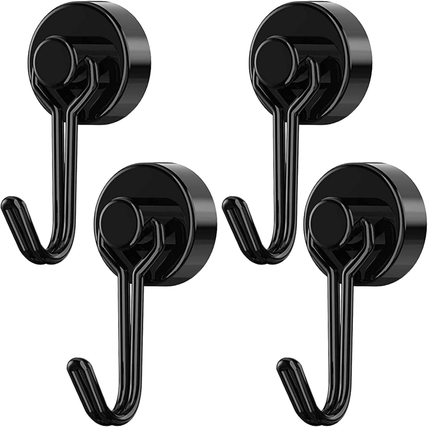 Tohoer Magnetic Hooks, Heavy Duty Neodymium Magnet Hook 30LBS with Rust Proof for Indoor Outdoor Hangers Hanging,Refrigerator,Grill,Tools,Kitchen,Key Holders,(Black, 4 x 20MM)